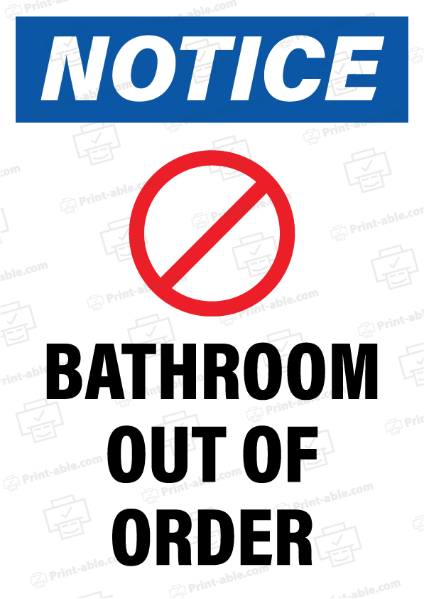 Bathroom Out of Order Printable Free Download