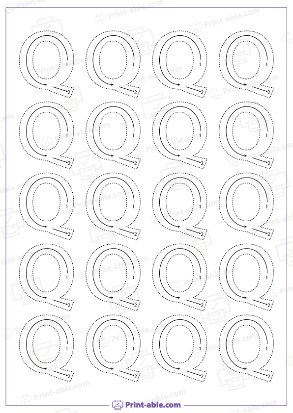 Letter Q Uppercase Tracing Worksheet 2905