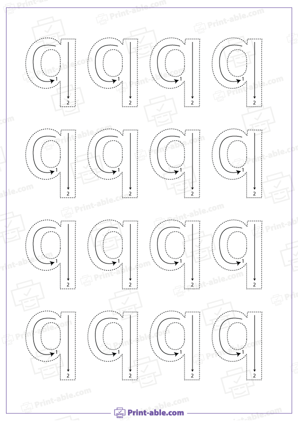 Letter Q Lowercase Tracing Worksheet 2906