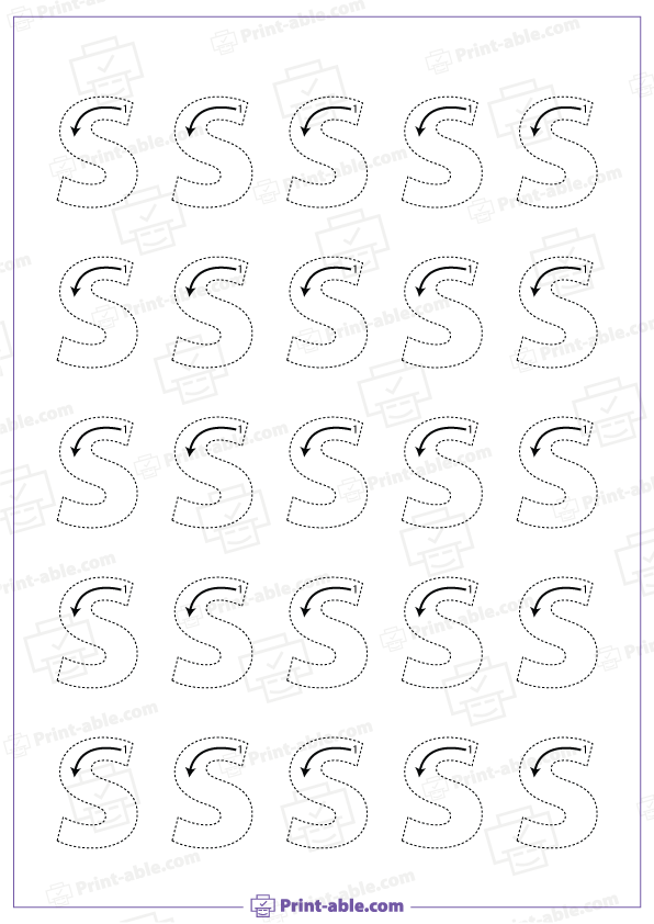 Letter S Lowercase Tracing Worksheet 2920