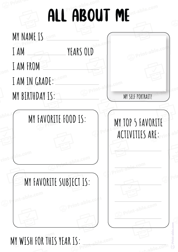 All About Me Worksheet Printable 4903