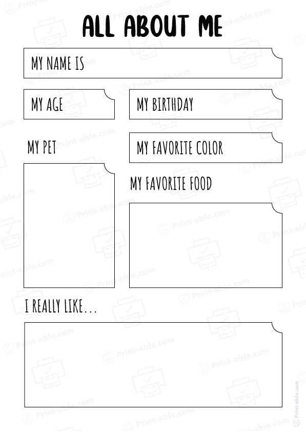 All About Me Worksheet Printable 4904