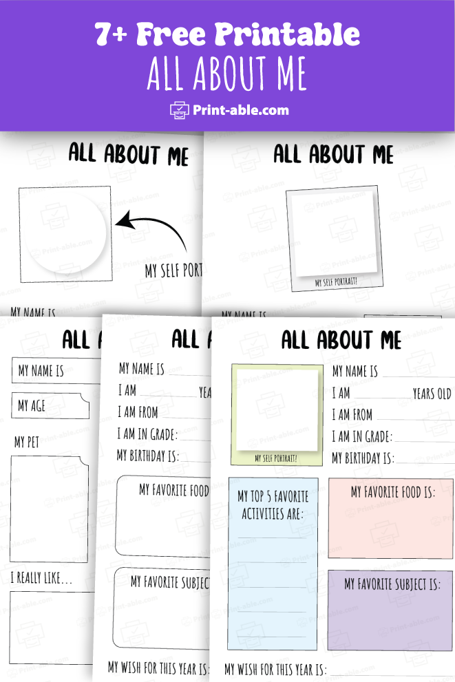 all about me printable free download