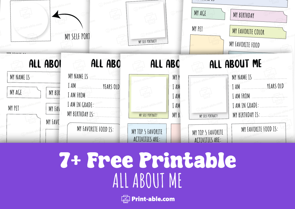 all about me printable free download