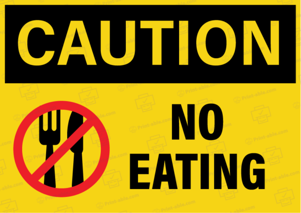 No Eating Sign Printable 3101