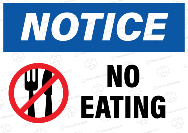 No Eating Sign Printable 3102