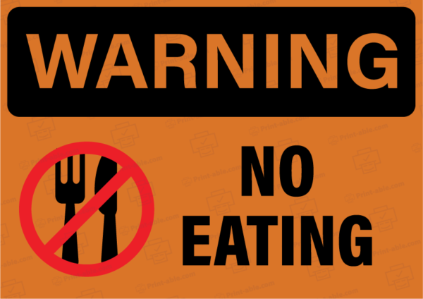 No Eating Sign Printable 3103