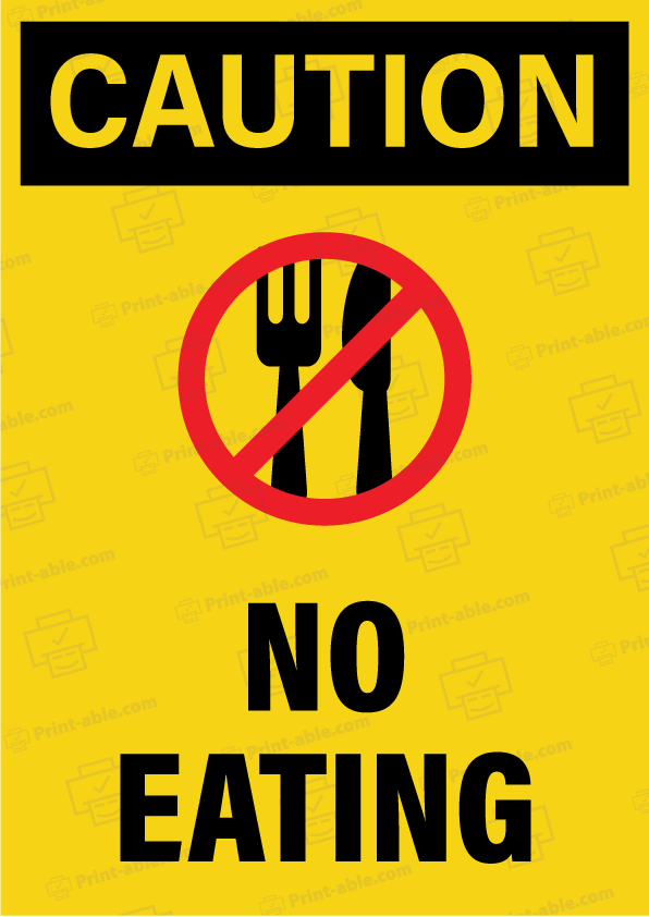 No Eating Sign Printable Free Download