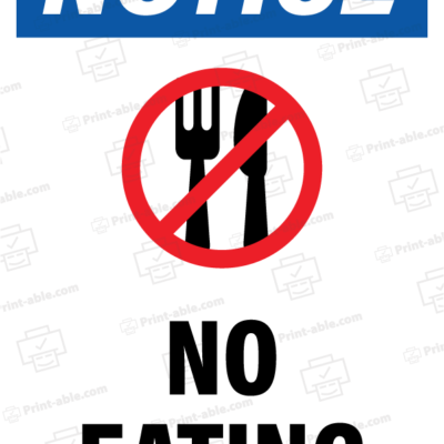 No Eating Sign Printable Free Download