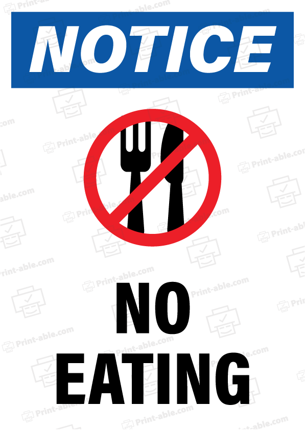 No Eating Sign Printable Free Download