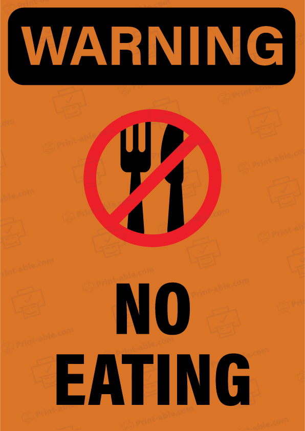 No Eating Sign Printable Free Download