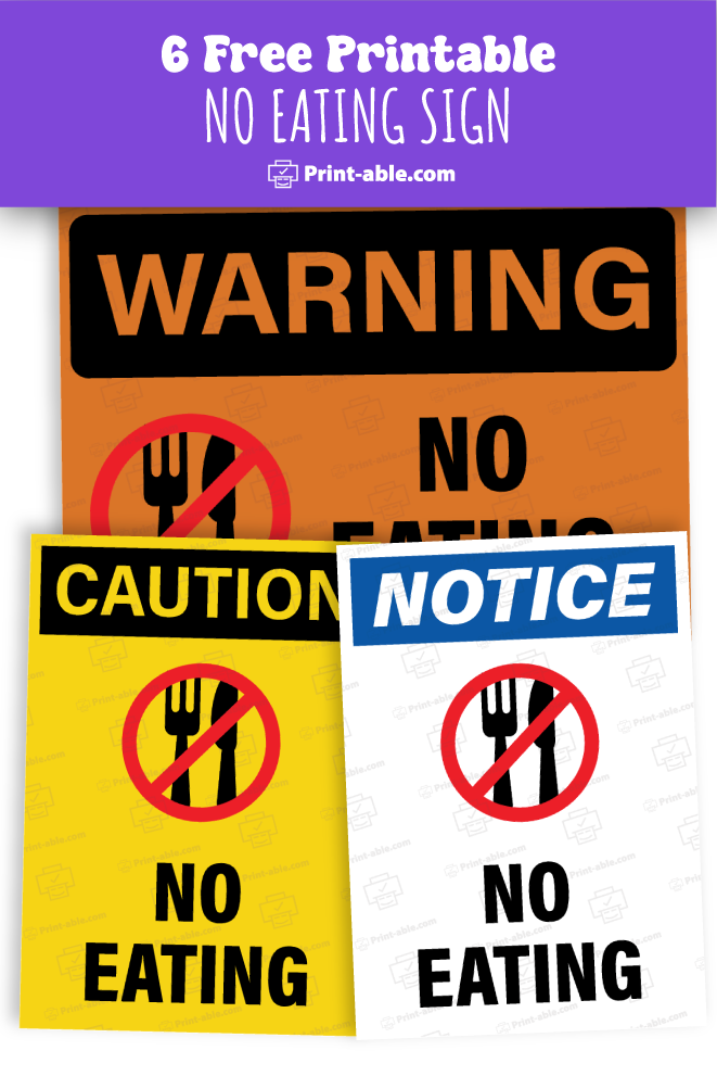 No Eating Sign Printable Free Download