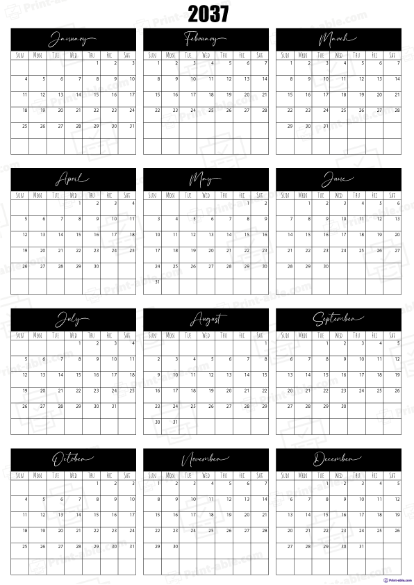 2037 Calendar Free Download