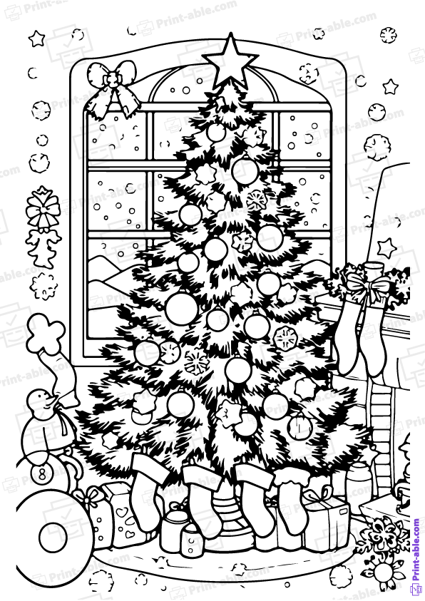 Christmas Tree Coloring Page Free Download