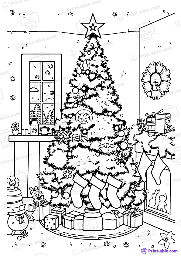 Christmas Tree Coloring Page Free Download