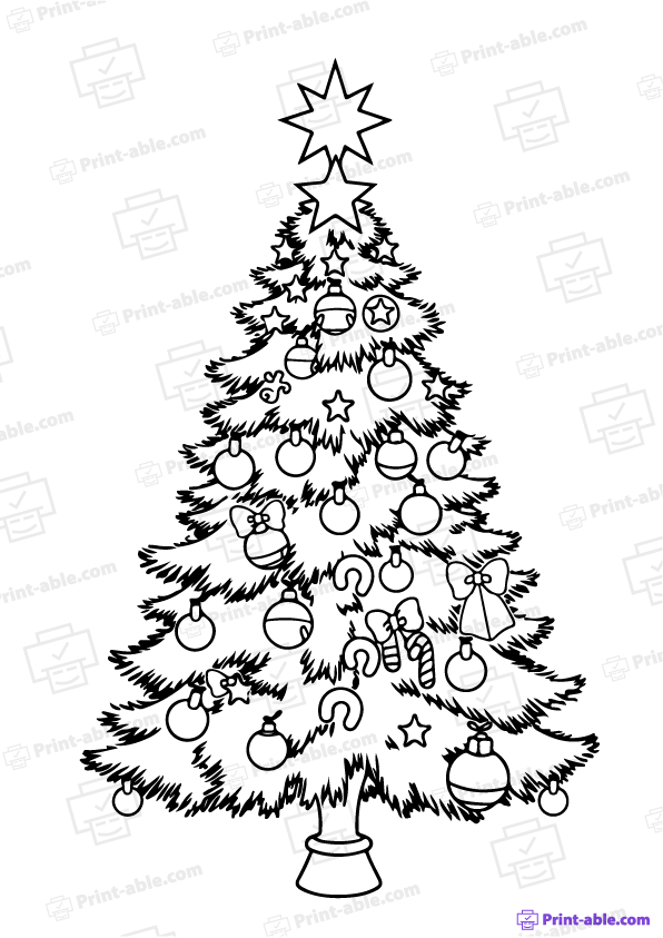 Christmas Tree Coloring Page Free Download