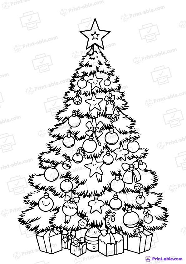 Christmas Tree Coloring Page Free Download