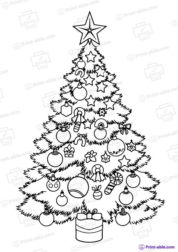 Christmas Tree Coloring Page Free Download