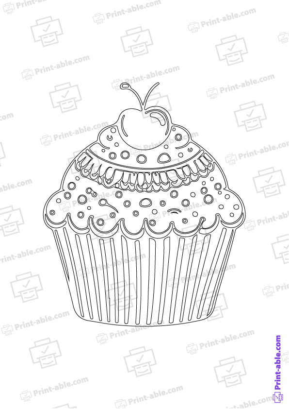 Cupcake Coloring Page