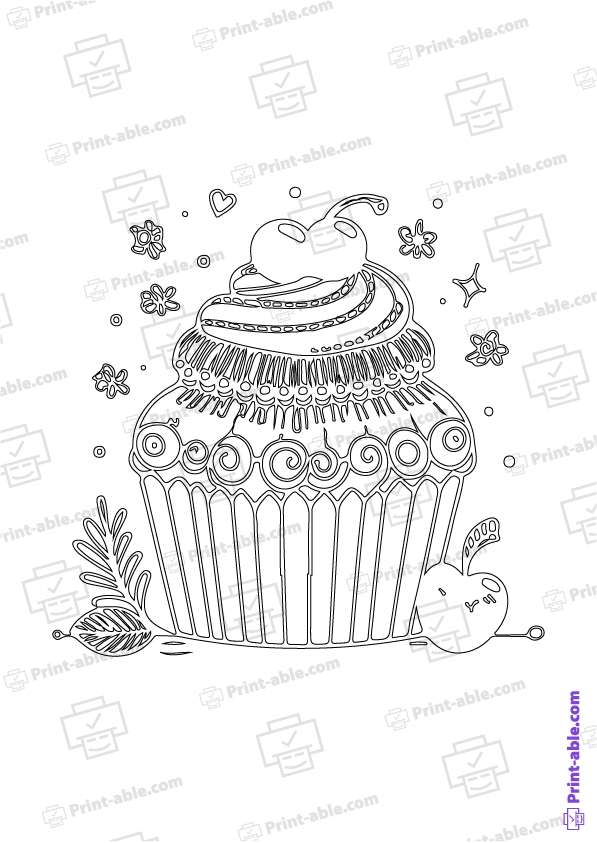 Cupcake Coloring Page Free Download