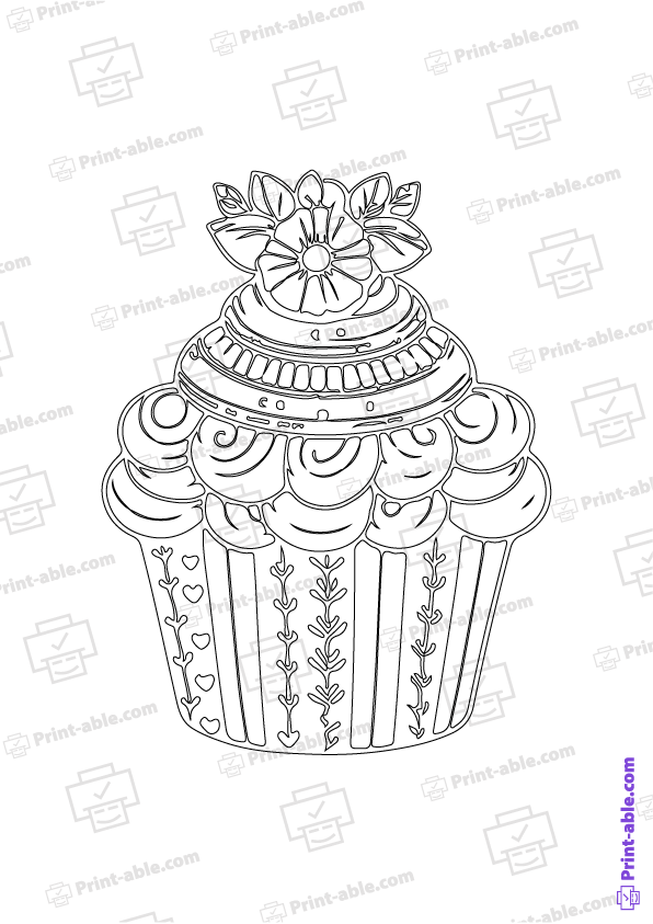 Cupcake Coloring Page Free Download