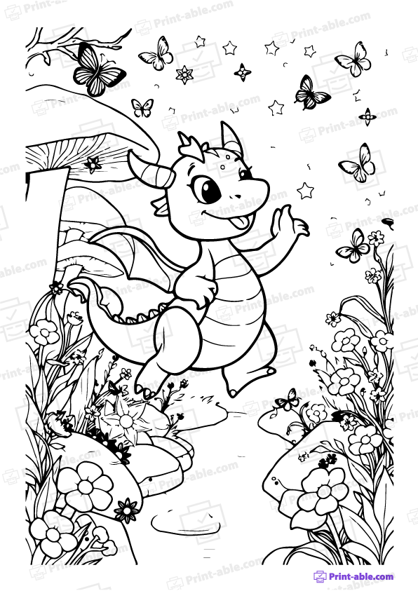 Dragon Coloring Page PDF Free Download