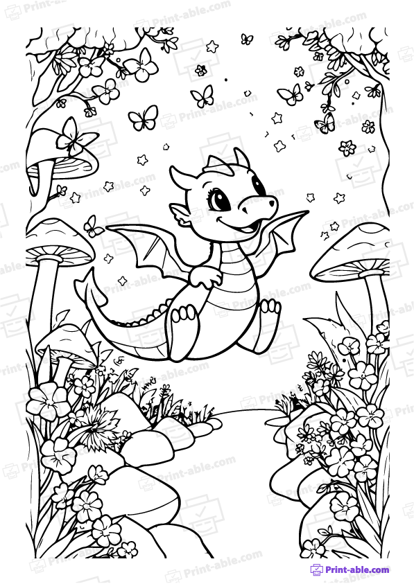 Dragon Coloring Page PDF Free Download