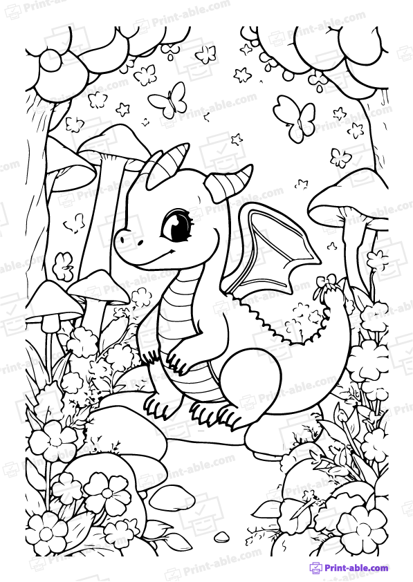 Dragon Coloring Page PDF Free Download