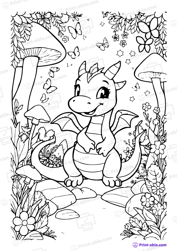 Dragon Coloring Page PDF Free Download