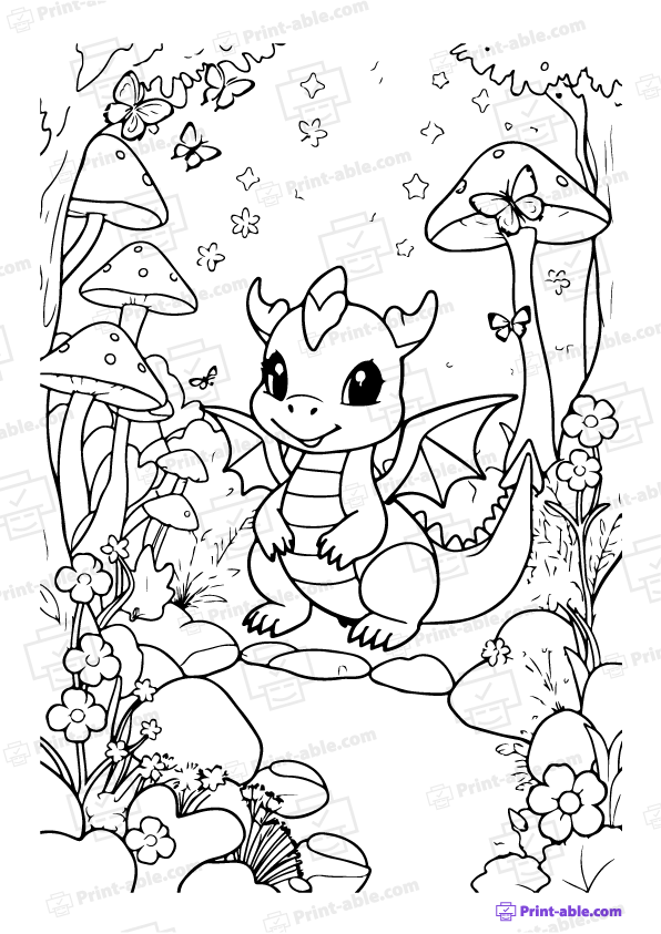 Dragon Coloring Page PDF Free Download