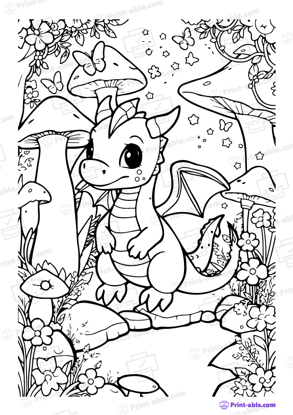 Dragon Coloring Page PDF Free Download