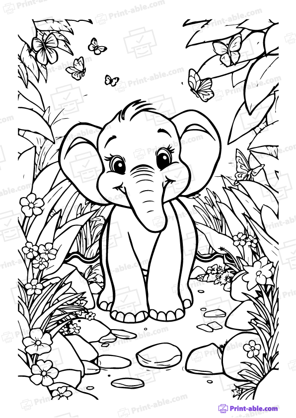 Elephant Coloring Page Free Download