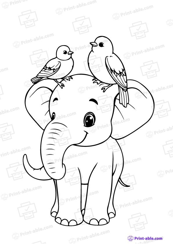 Elephant Coloring Page Free Download