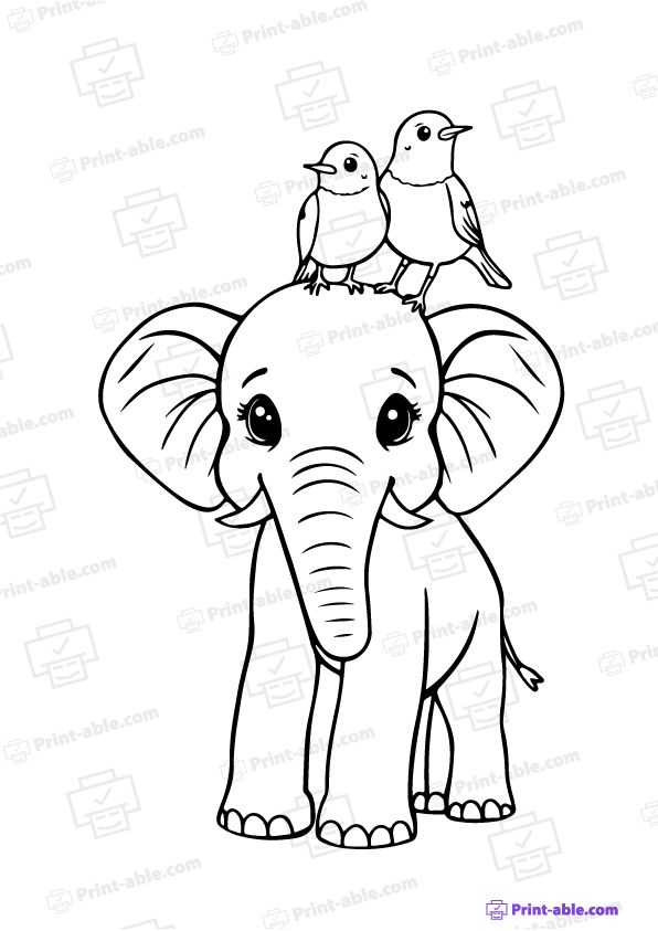 Elephant Coloring Page Free Download