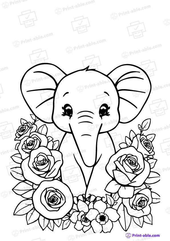 Elephant Coloring Page Free Download