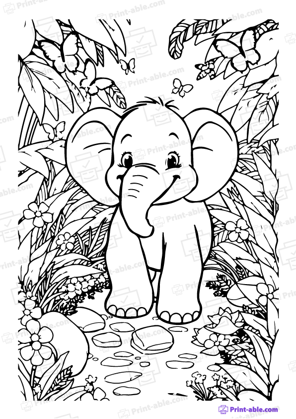 Elephant Coloring Page Free Download