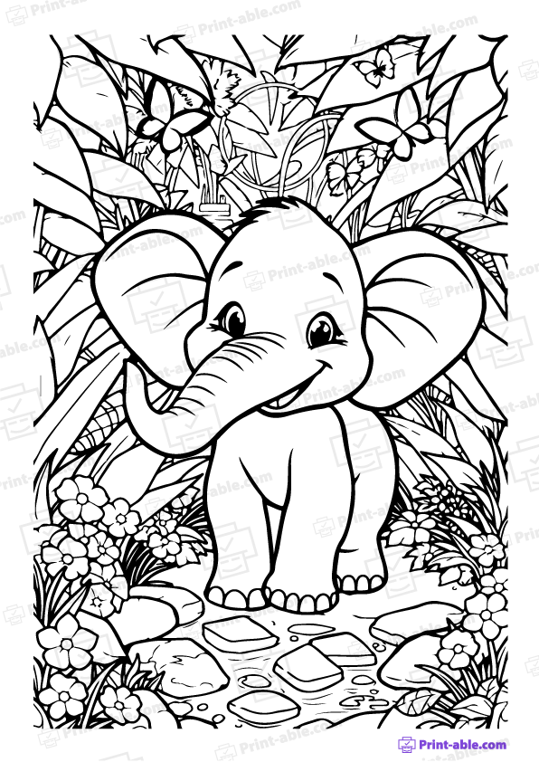 Elephant Coloring Page Free Download