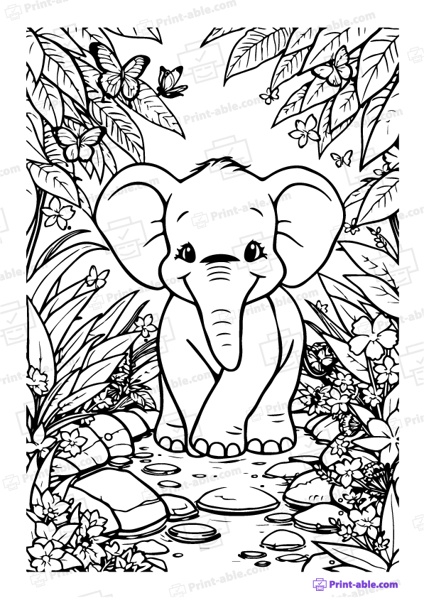 Elephant Coloring Page Free Download