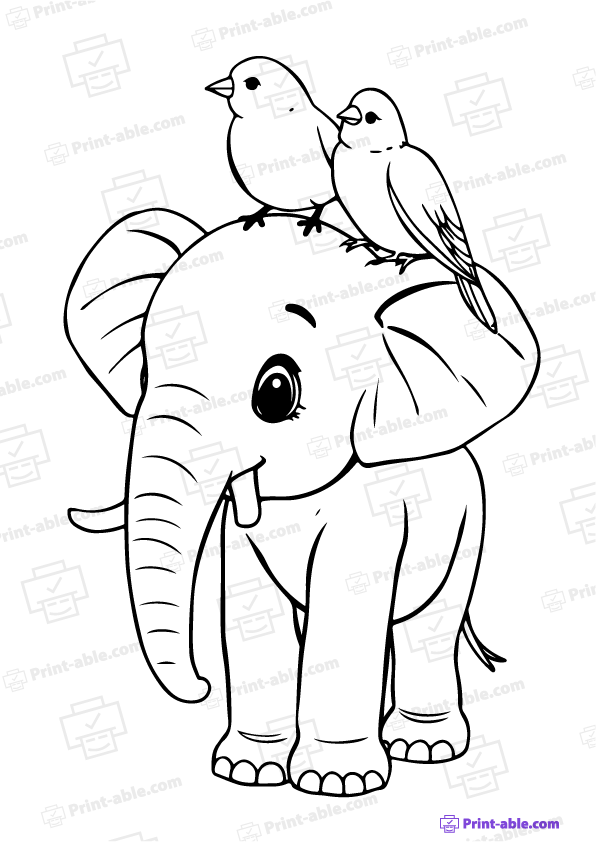 Elephant Coloring Page Free Download