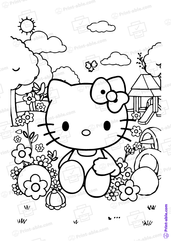 Hello Kitty Coloring Page PDF Free Download