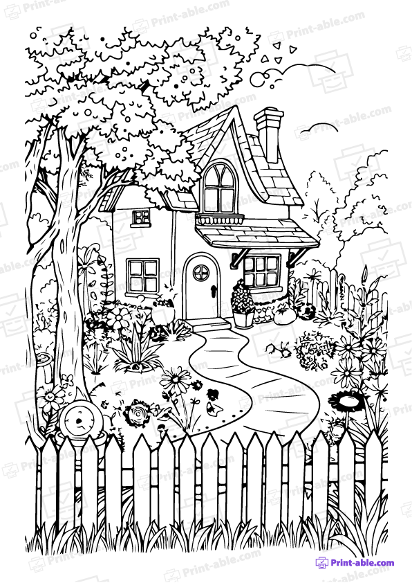  best house coloring page free download