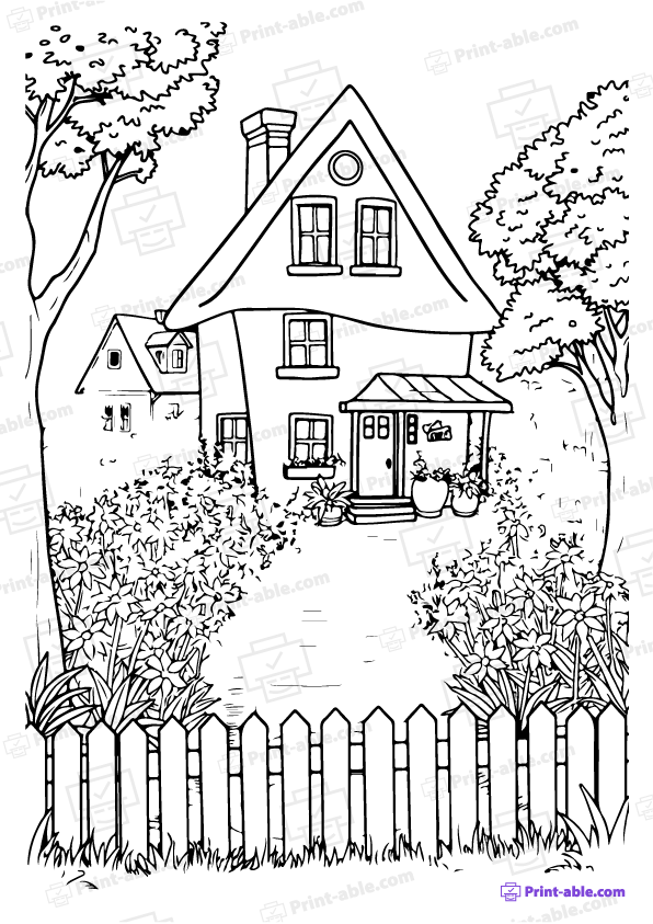  best house coloring page free download