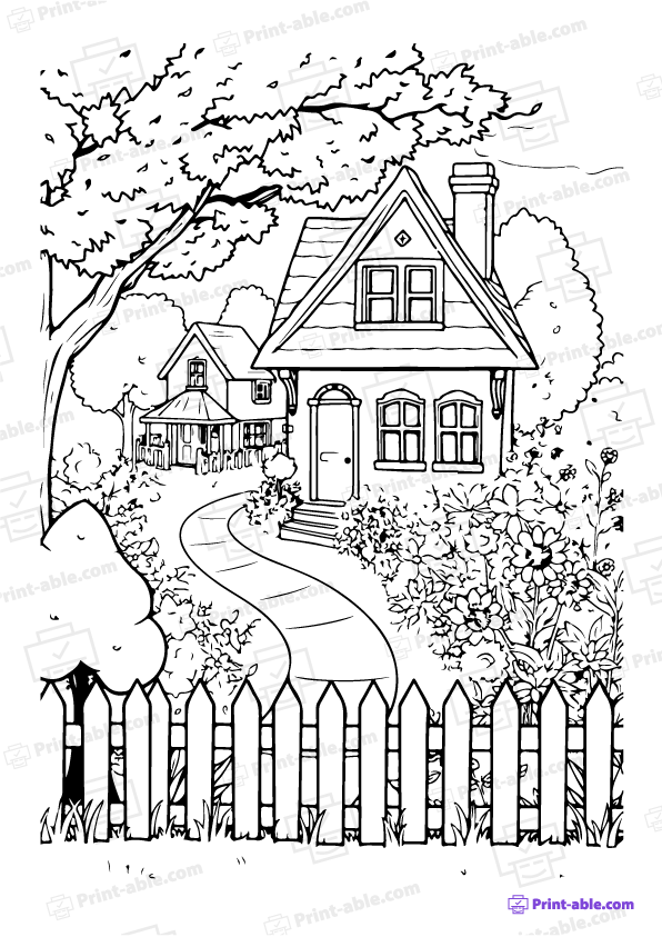  best house coloring page free download