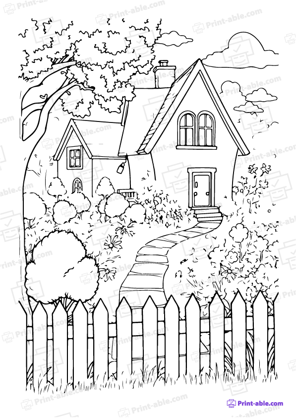  best house coloring page free download