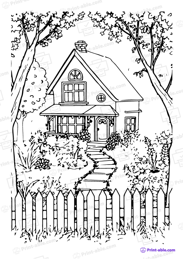  best house coloring page free download