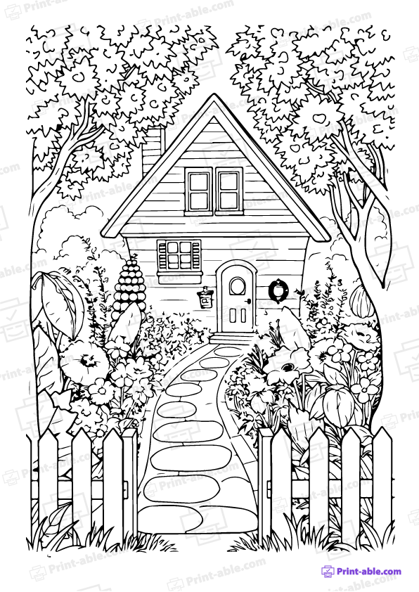  best house coloring page free download