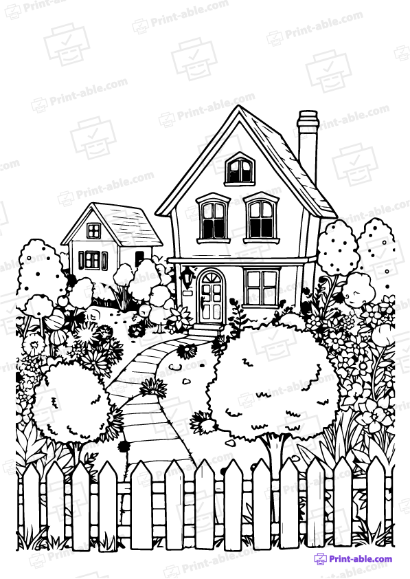  best house coloring page free download