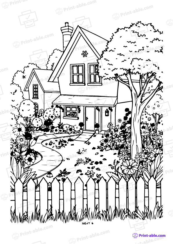  best house coloring page free download