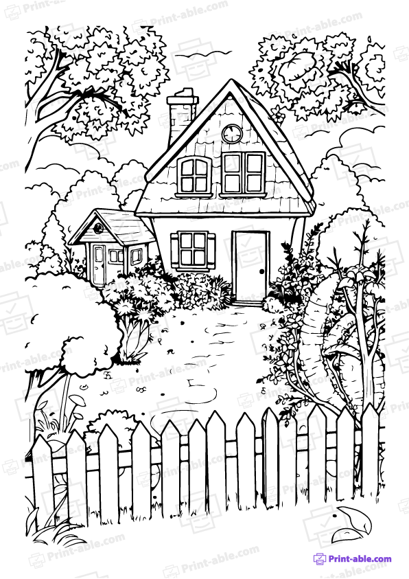  best house coloring page free download