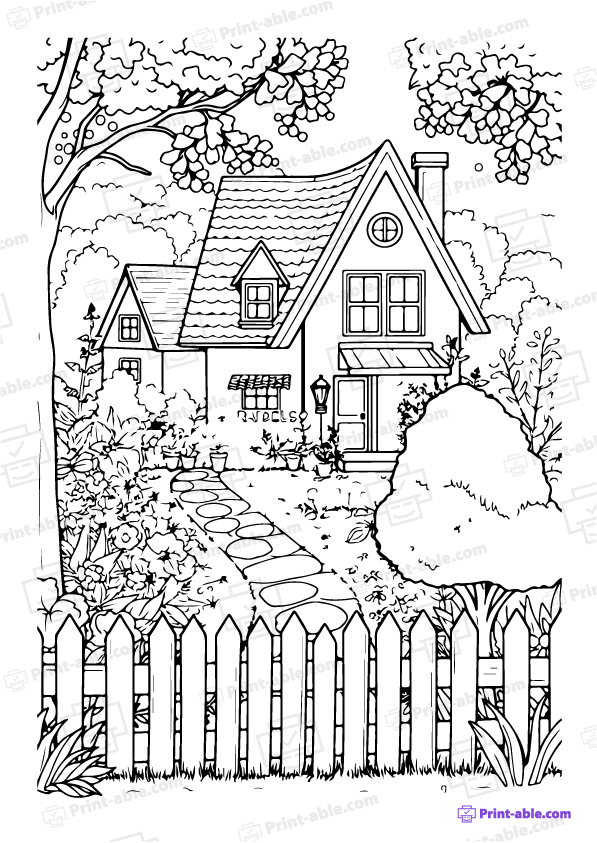  best house coloring page free download